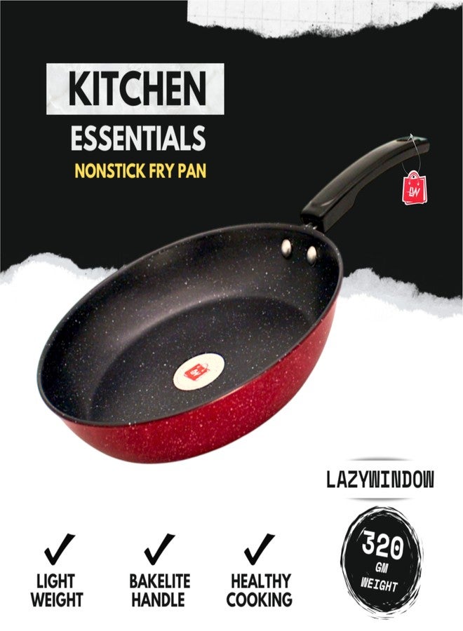 LAZYwindow Kitchen Cookware Set with Sauce Pan, Fry Pan, Dosa Tawa, Kadhai, Non-Stick, 4 Count, Red - Image 5